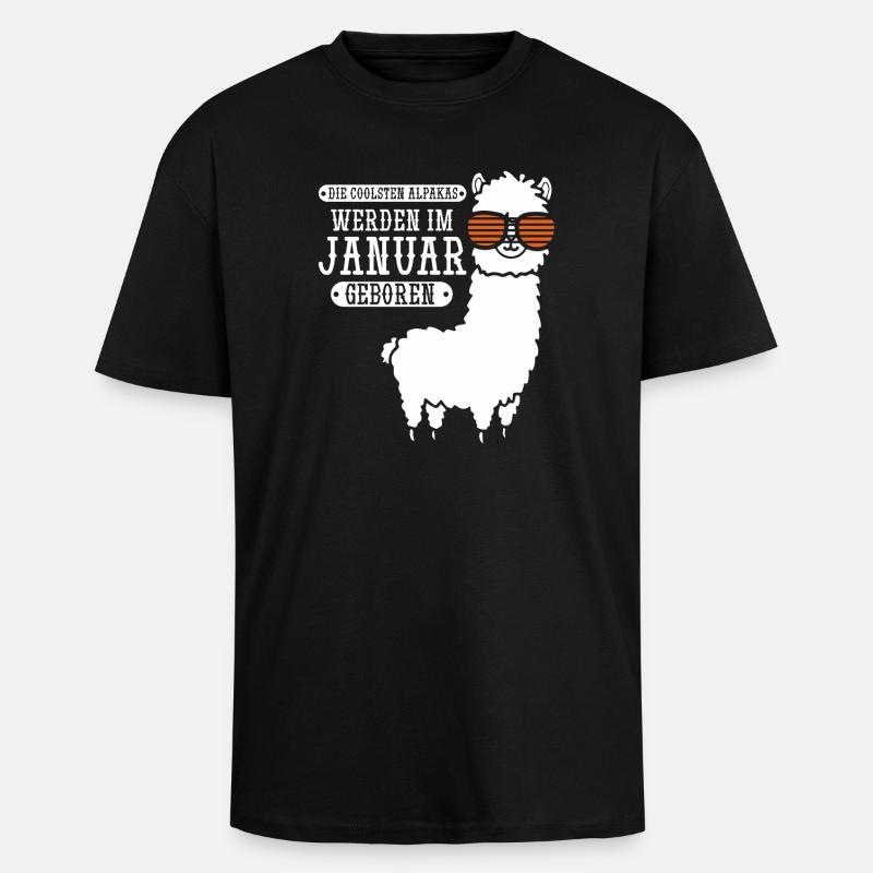 Anniversaire de janvier : Alpaga Drôle - T-shirt unisexe oversize épais - noir