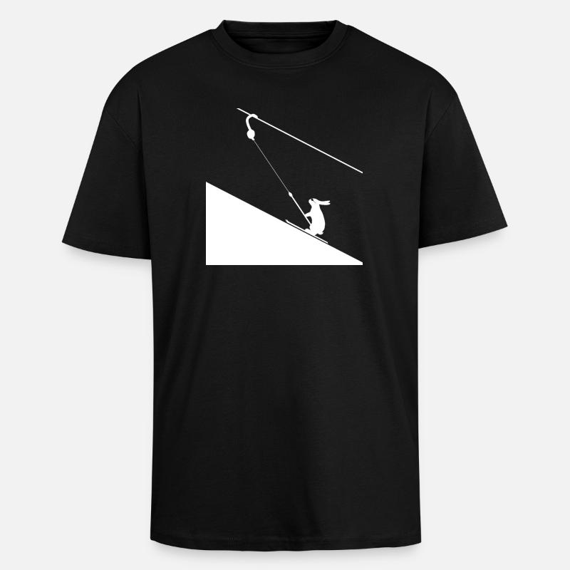 Hare climbing on rope - Unisex Oversized Heavyweight T-shirt - black