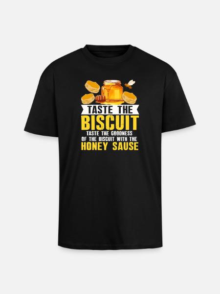 Honey Biscuit Slogan Tee - Unisex Oversized Heavyweight T-shirt - black