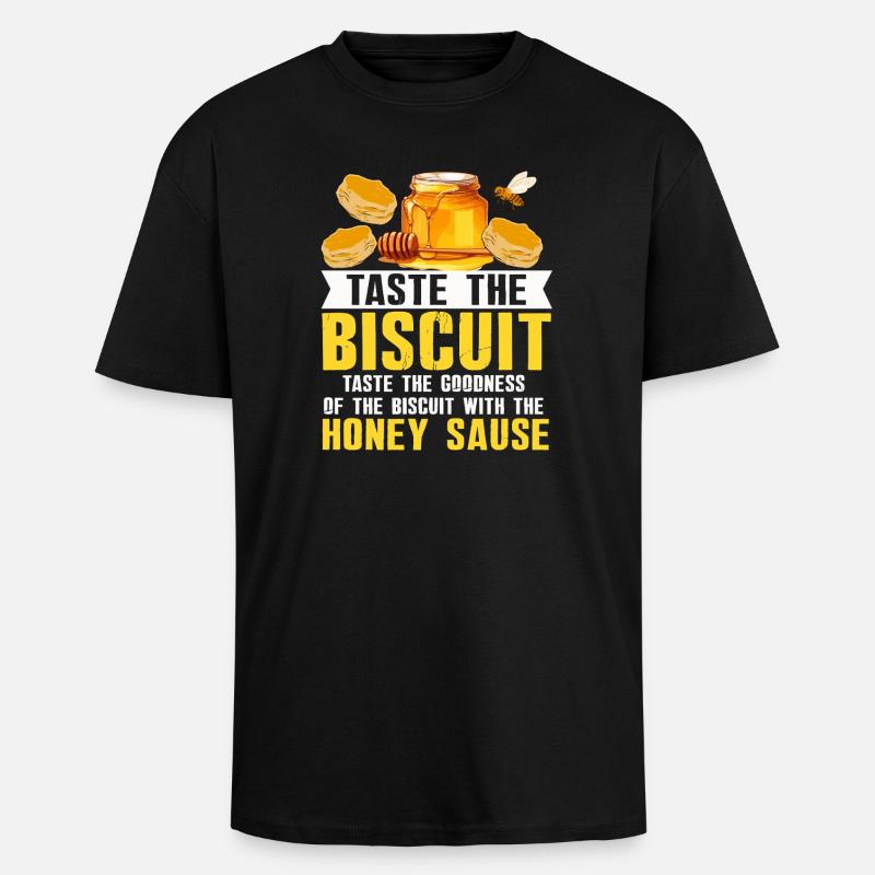 Honey Biscuit Slogan Tee - Oversized Heavyweight Unisex T-Shirt - Schwarz
