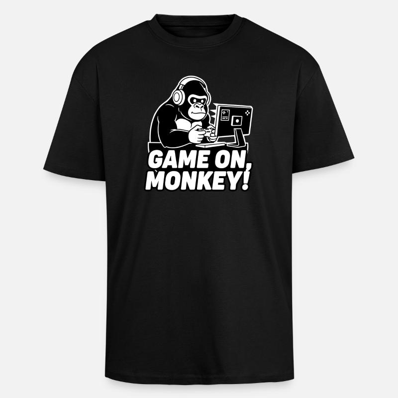 Gameraffe im Spielmodus - Oversized Heavyweight Unisex T-Shirt - Schwarz