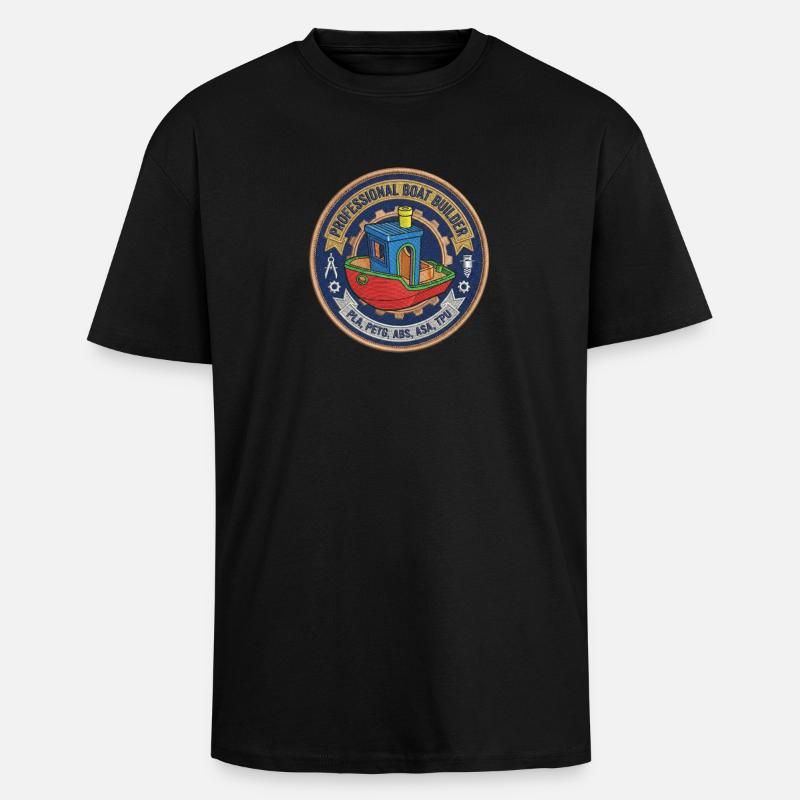 Constructeur professionnel de bateaux Benchy Patch - T-shirt unisexe oversize épais - noir