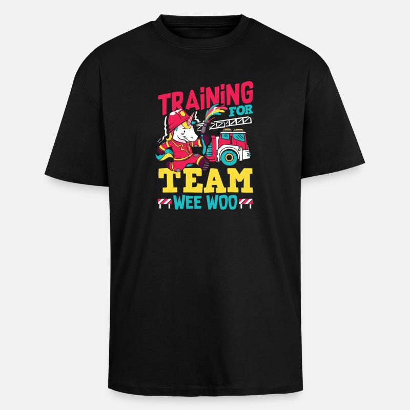 Wee Woo Squad Fire Tiny Feuerwehrmann - Oversized Heavyweight Unisex T-Shirt - Schwarz