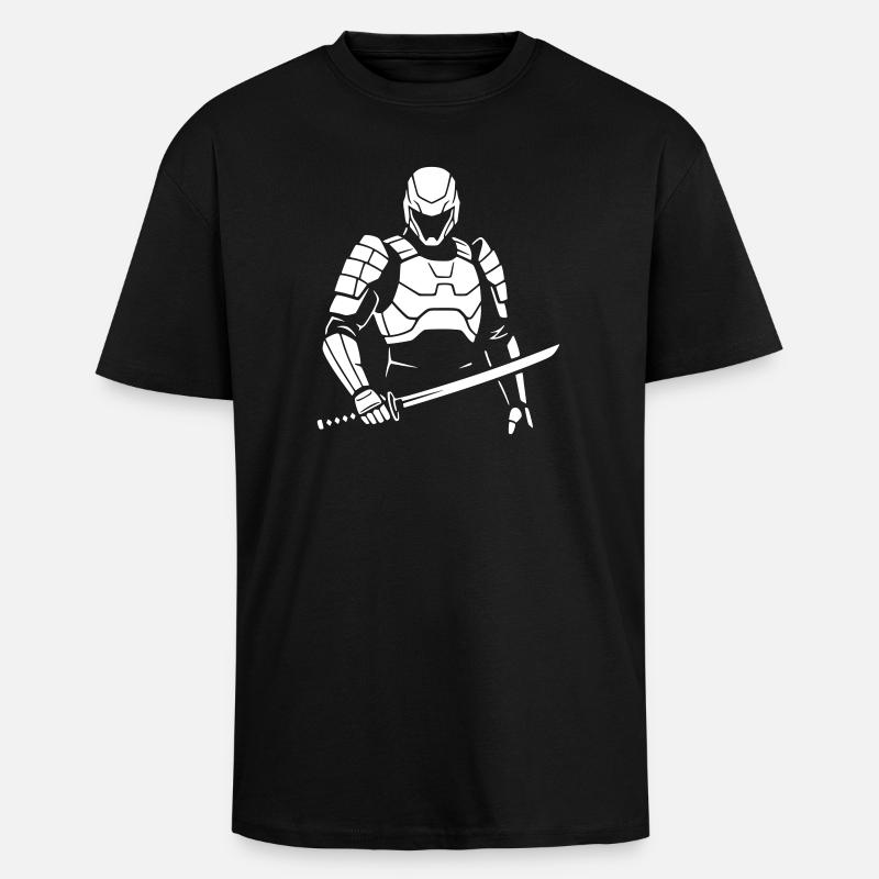 Cyberpunk Samurai Roboter Krieger Vektor - Oversized Heavyweight Unisex T-Shirt - Schwarz