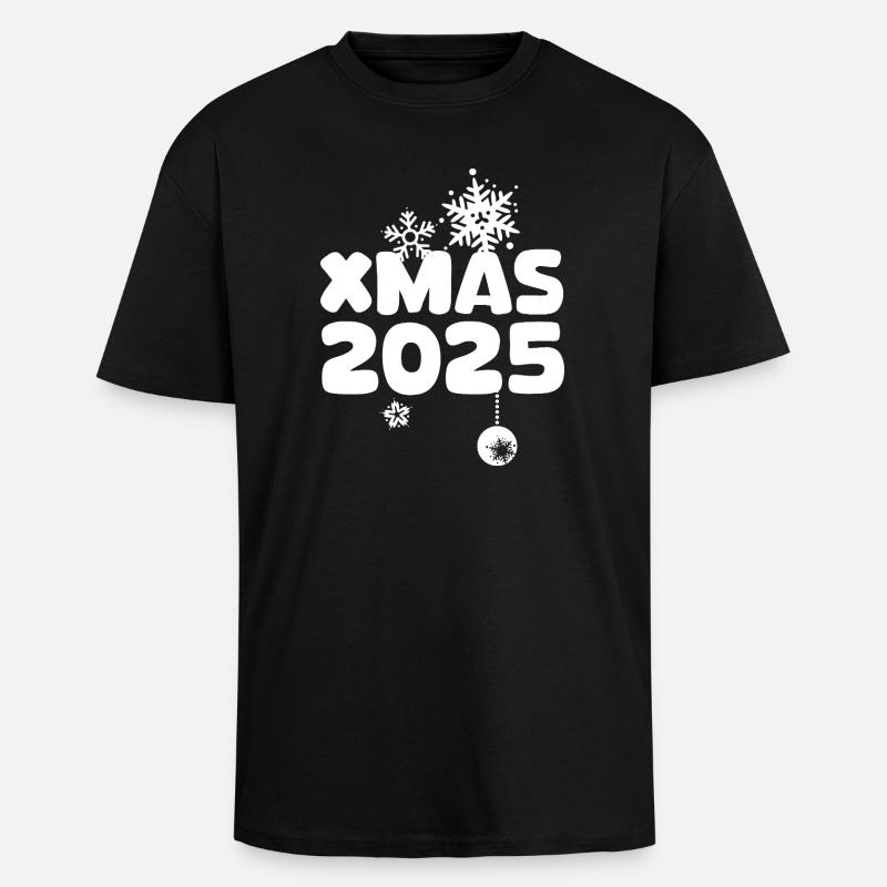 XMAS 2025 mit Schneeflocken Design - Oversized Heavyweight Unisex T-Shirt - Schwarz