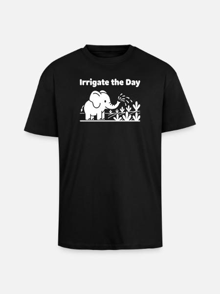 Irrigate the Day: Elephant Watering - Unisex Oversized Heavyweight T-shirt - black