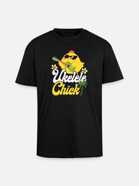 Hawaiian Ukulele Uke Chicken Girl - Oversized Heavyweight Unisex T-Shirt - Schwarz