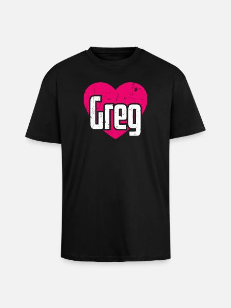 J’aime Greg Coeur rose J’aime Greg - T-shirt unisexe oversize épais - noir