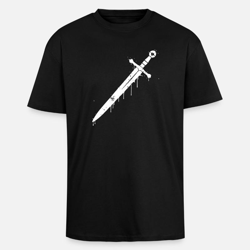 Épée de chevalier graffiti Moyen Âge - T-shirt unisexe oversize épais - noir
