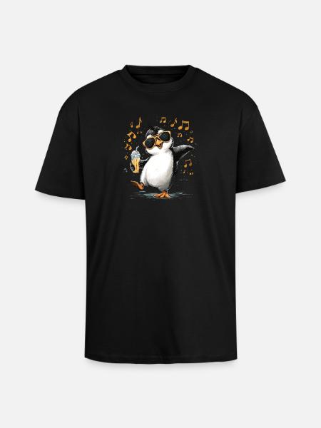Summer penguin with sunglasses - Unisex Oversized Heavyweight T-shirt - black