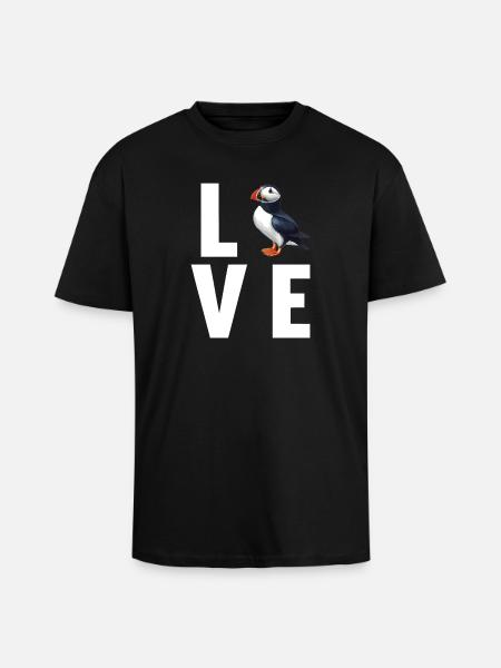 Puffin Papageientaucher - Oversized Heavyweight Unisex T-Shirt - Schwarz