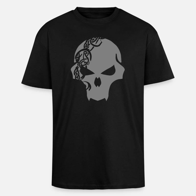 Gothic Schädel mit keltischen Tribal - Oversized Heavyweight Unisex T-Shirt - Schwarz