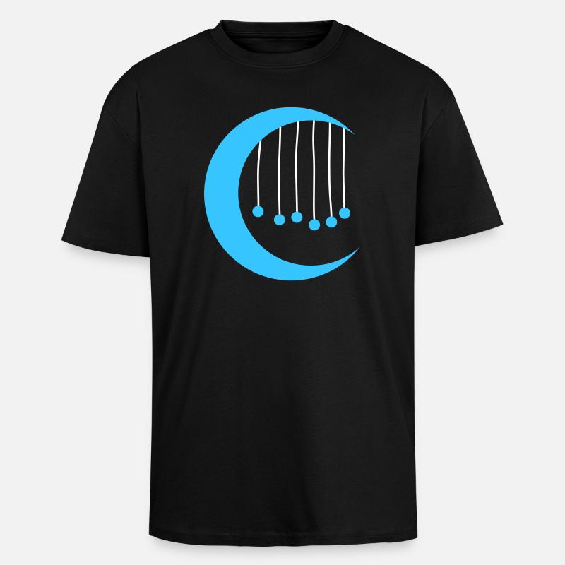 Blauer Mond mit Windspiel - Oversized Heavyweight Unisex T-Shirt - Schwarz
