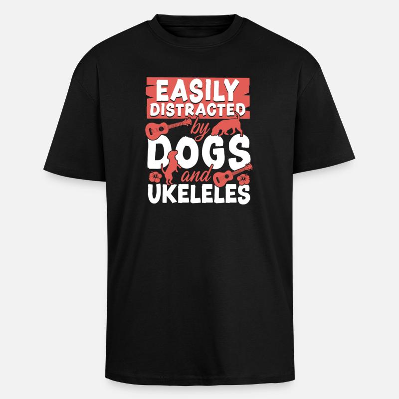 Ukulélé hawaïen Ukulélé Ukulélé Facilement - T-shirt unisexe oversize épais - noir
