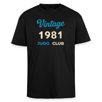 Vintage 1981 Judo Club Retro Geburtsjahr Geschenk - Oversized Heavyweight Unisex T-Shirt - Schwarz - Vorne - Alina (178cm) & Michal (187cm)