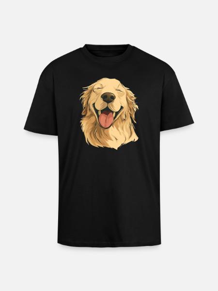 Smiling Golden Retriever - Unisex Oversized Heavyweight T-shirt - black