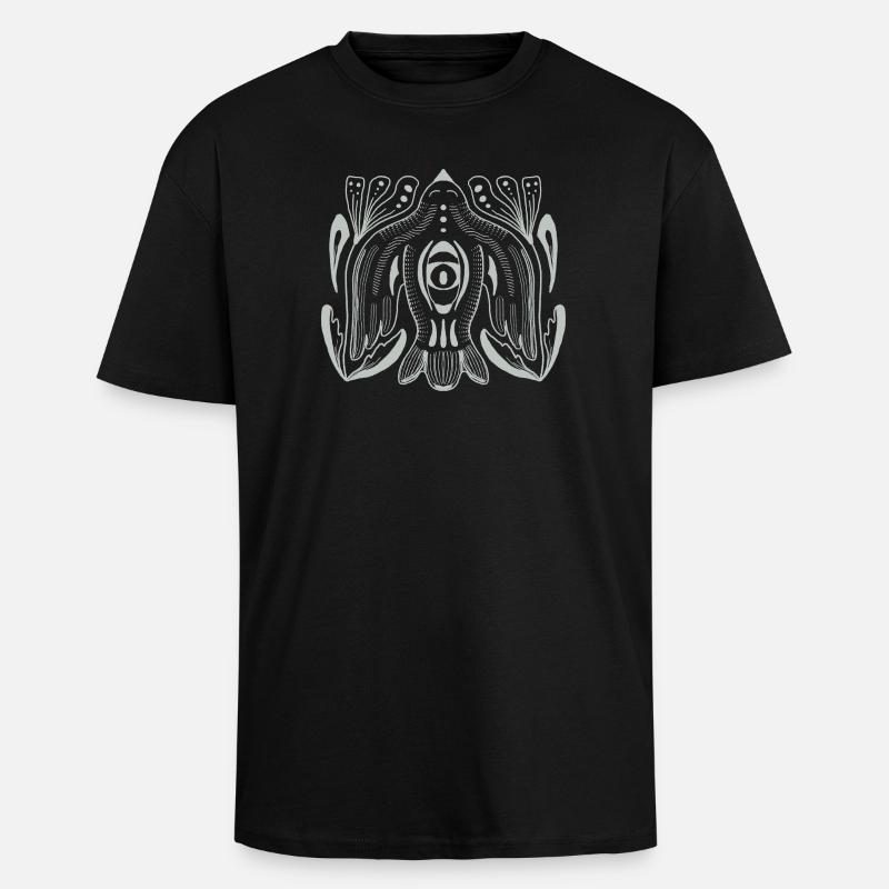 Œil de style mandala avec tentacules - T-shirt unisexe oversize épais - noir