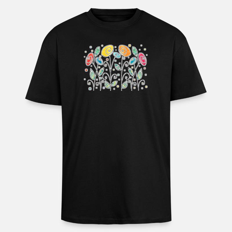 Blumen - Oversized Heavyweight Unisex T-Shirt - Schwarz