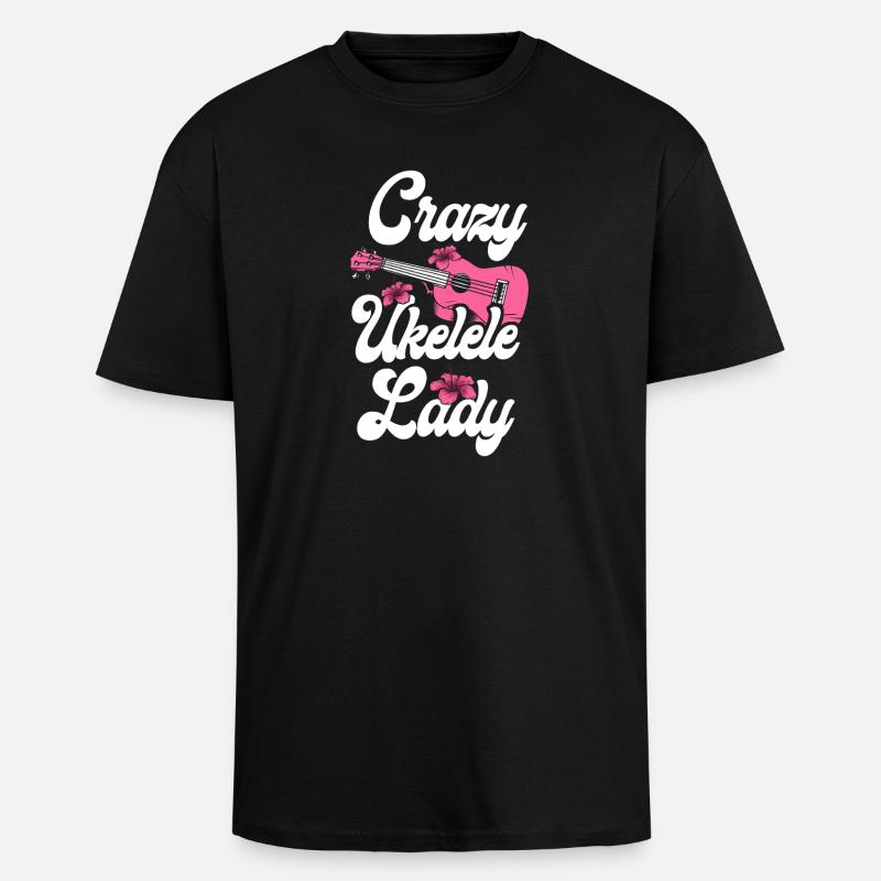 Hawaiian Ukulele Uke Crazy Ukulele - Oversized Heavyweight Unisex T-Shirt - Schwarz