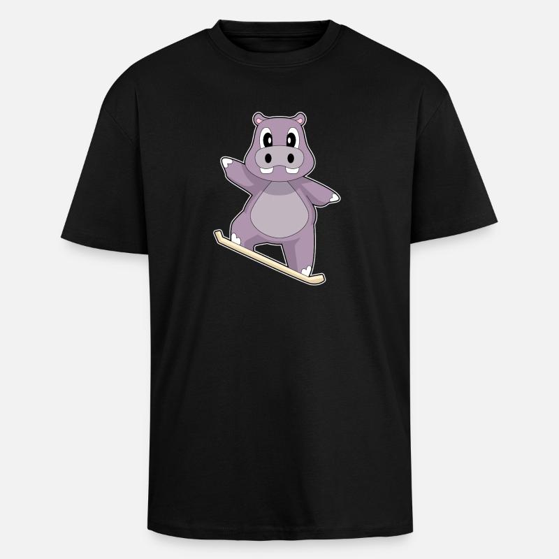 Nilpferd Snowboarder Snowboard Wintersport - Oversized Heavyweight Unisex T-Shirt - Schwarz