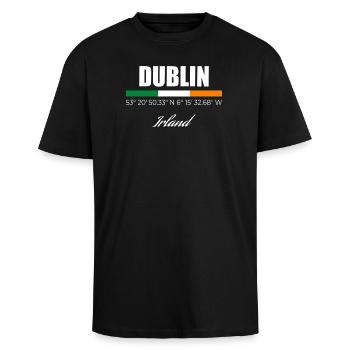 Dublin - Oversized Heavyweight Unisex T-Shirt - Schwarz - Vorne - Alina (178cm) & Michal (187cm)