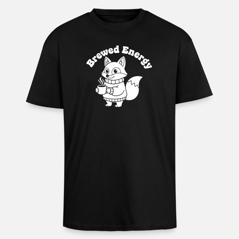 KaffeeFuchs Pullover Motiv - Oversized Heavyweight Unisex T-Shirt - Schwarz
