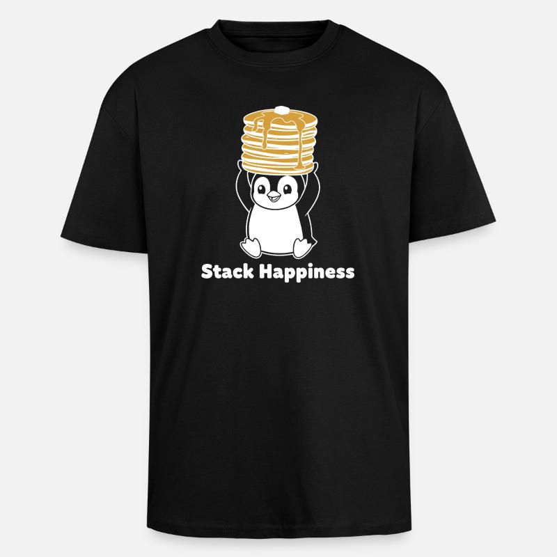 Stack Happiness Pinguin - Oversized Heavyweight Unisex T-Shirt - Schwarz