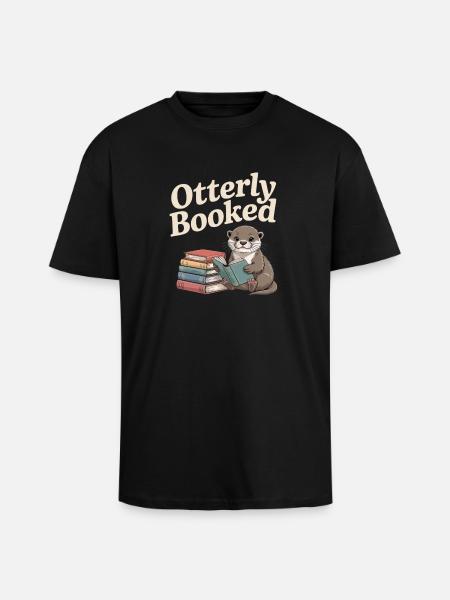 The Reader Otter - Unisex Oversized Heavyweight T-shirt - black