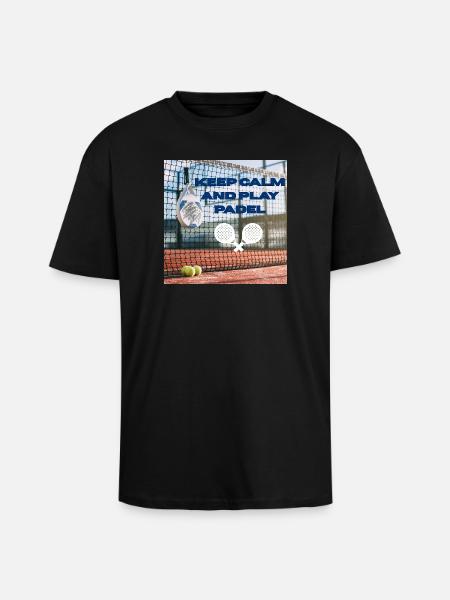 Keep calm and play padel - Unisex Oversized Heavyweight T-shirt - black