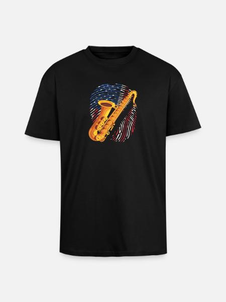 American saxophone player Saxophonist - Unisex Oversized Heavyweight T-shirt - black