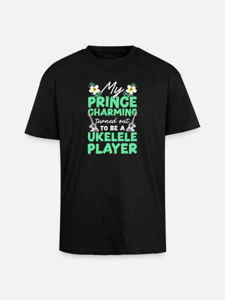 Hawaiian Ukulele Uke Girlfriend My - Unisex Oversized Heavyweight T-shirt - black