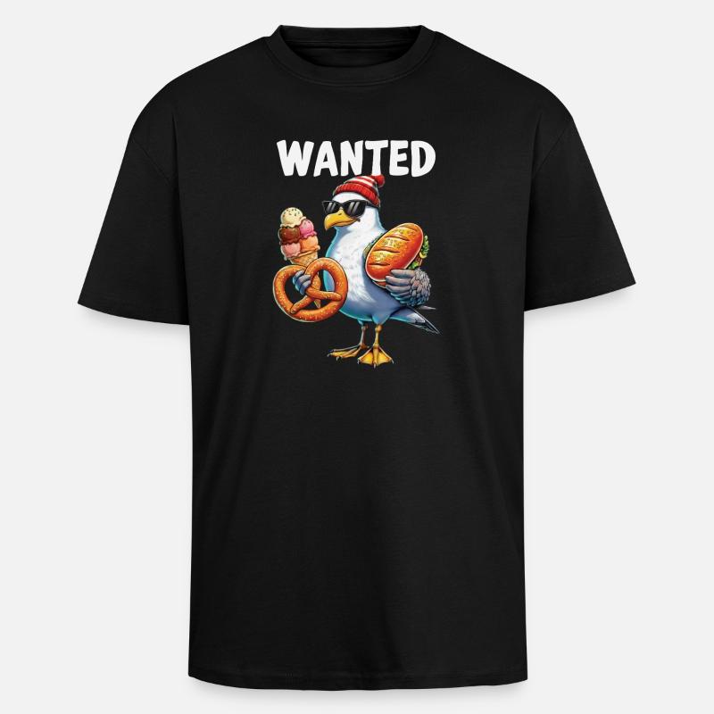 Gesucht Möwe Brezel Eiscreme - Unisex Oversized Heavyweight T-shirt - black