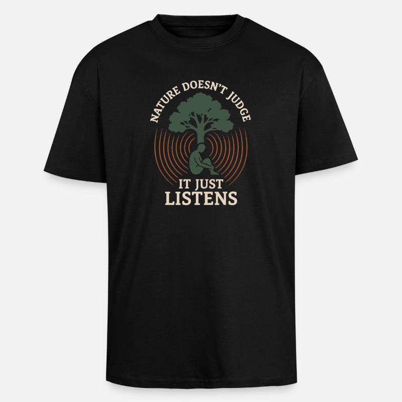 Forest Walk Overthinker Mental Reset - Oversized Heavyweight Unisex T-Shirt - Schwarz