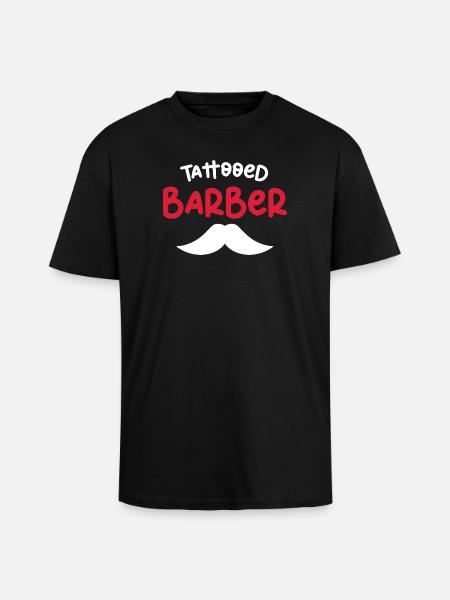 Tattooed Barber Mustache Design - Unisex Oversized Heavyweight T-shirt - black