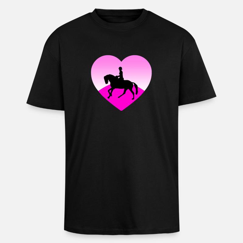 Pferde - Oversized Heavyweight Unisex T-Shirt - Schwarz
