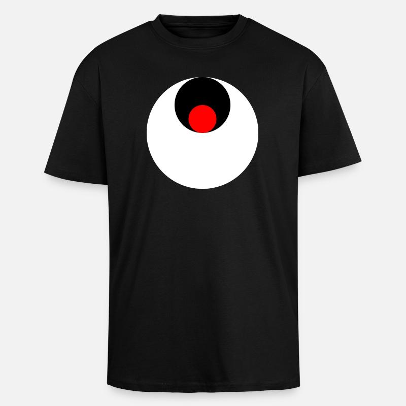 3 cercles, blanc, noir et rouge - T-shirt unisexe oversize épais - noir