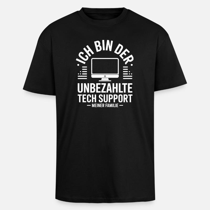 Unpaid Tech Support - Unisex Oversized Heavyweight T-shirt - black