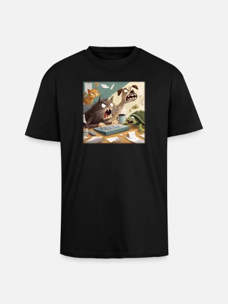 Animal office chaos - Unisex Oversized Heavyweight T-shirt - black