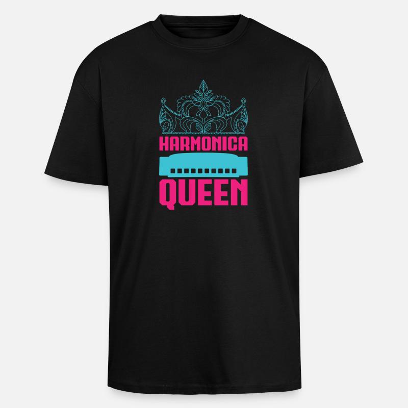 Harmonica Drôle Queen Harmonica - T-shirt unisexe oversize épais - noir