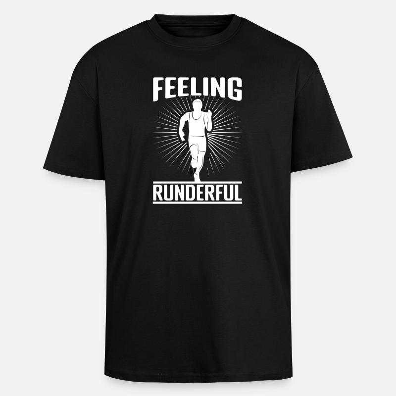 Marathon Runner Feeling Runderful Running - Oversized Heavyweight Unisex T-Shirt - Schwarz
