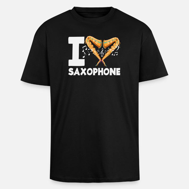 Ich Liebe Saxophon Saxophonist - Oversized Heavyweight Unisex T-Shirt - Schwarz