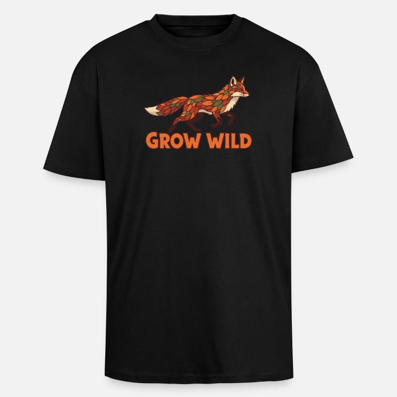 Waldfuchs Patchwork Grow Wild - Oversized Heavyweight Unisex T-Shirt - Schwarz
