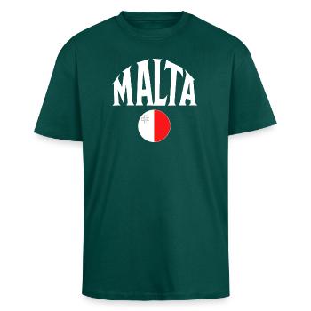 Malte - T-shirt unisexe oversize épais - hunter green - Devant - Alina (178cm) & Michal (187cm)