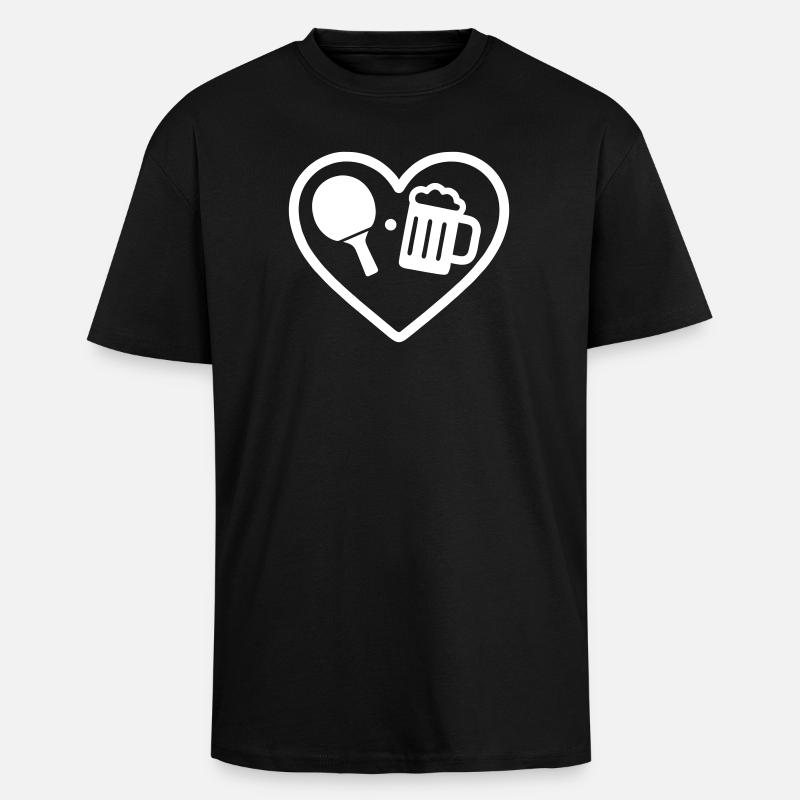 Heart Ping-Pong Bier - Oversized Heavyweight Unisex T-Shirt - Schwarz