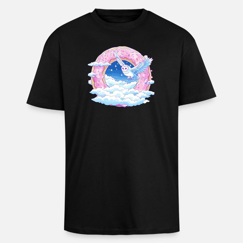 DonutHimmel Eulenflug - Oversized Heavyweight Unisex T-Shirt - Schwarz