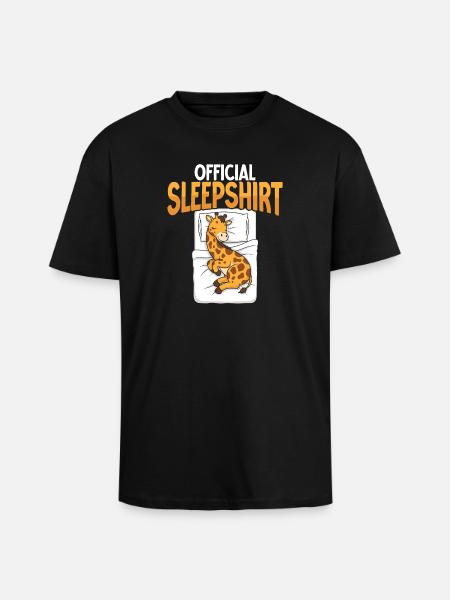 Giraffe in Bed Sleepshirt - Unisex Oversized Heavyweight T-shirt - black