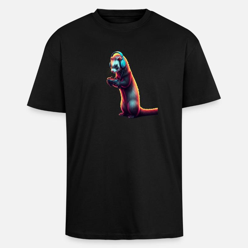 Frettchen Spiele Tier Videospiele Lustiges - Oversized Heavyweight Unisex T-Shirt - Schwarz