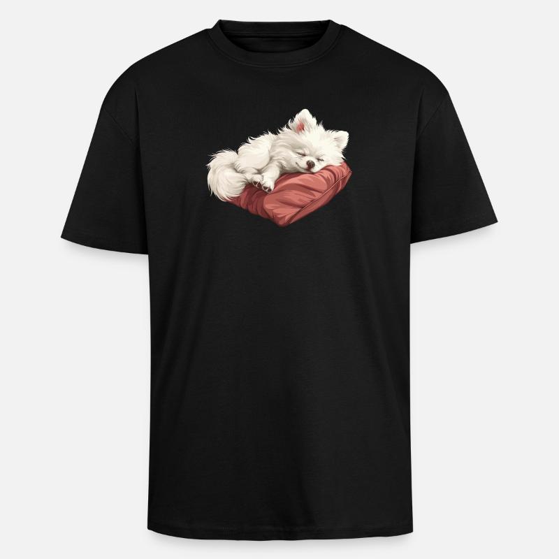 Schlafender Spitz Welpe - Oversized Heavyweight Unisex T-Shirt - Schwarz