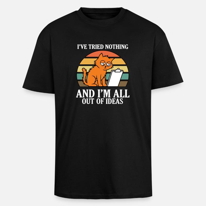 Rien essayé d’idées Rétro Cat Meme - T-shirt unisexe oversize épais - noir
