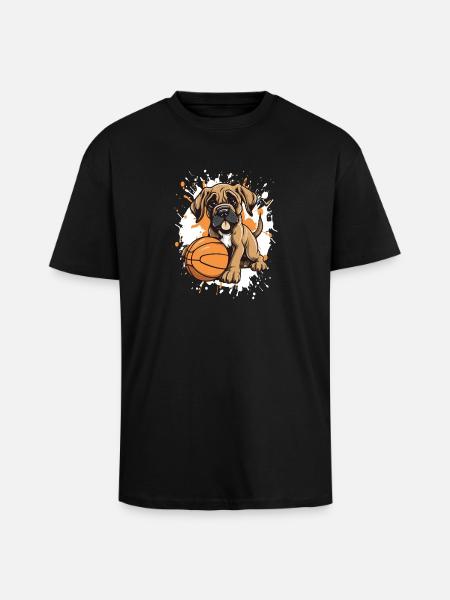 Puppy Dunk in basketball picture - Unisex Oversized Heavyweight T-shirt - black